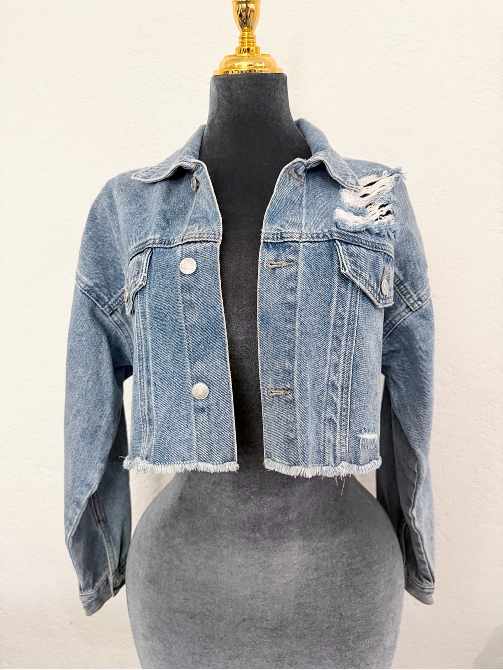 Forever 21 Light Distressed Denim Jacket